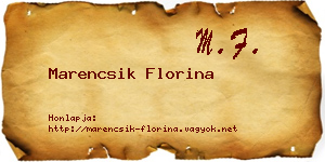 Marencsik Florina névjegykártya